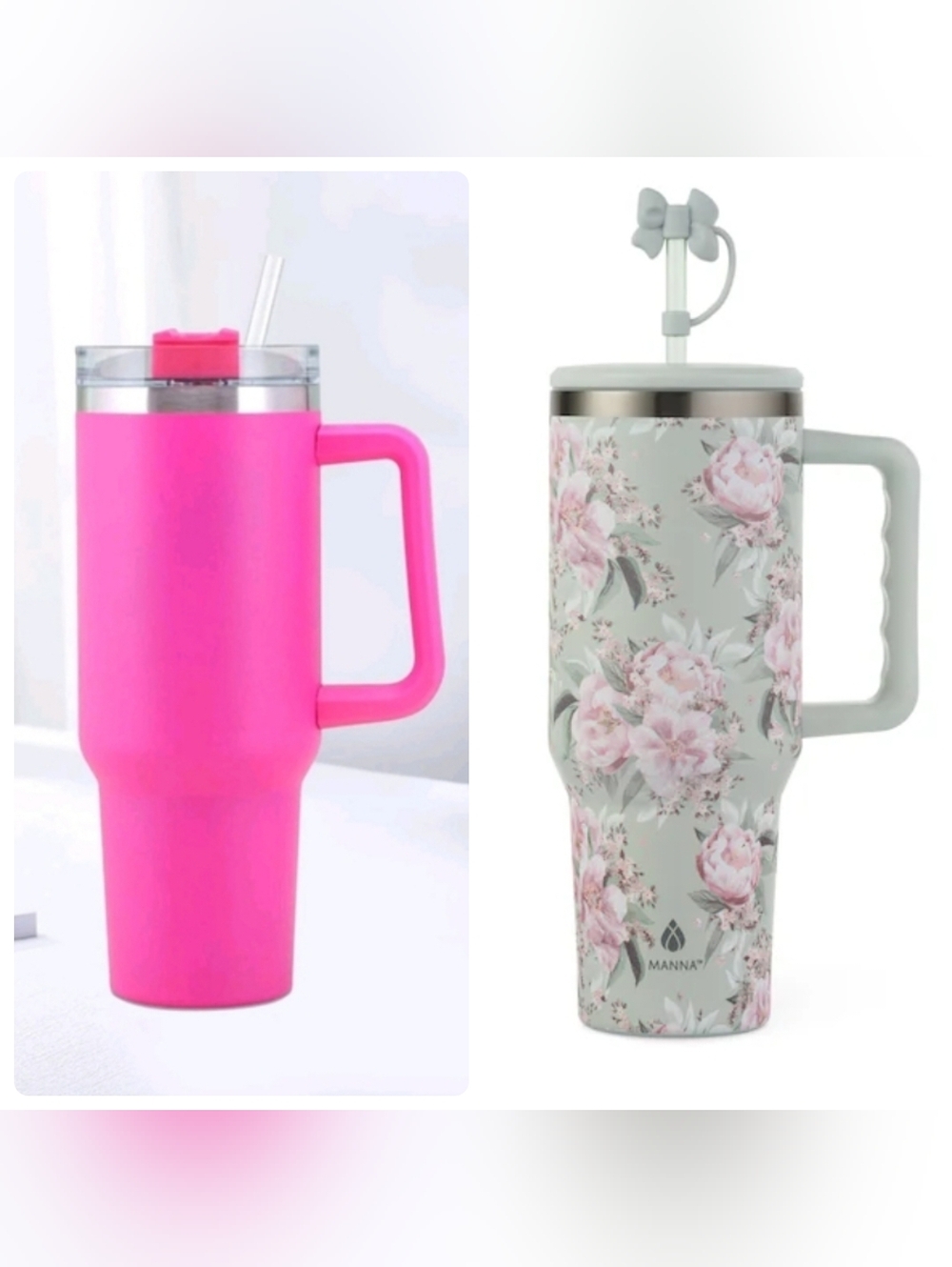 Pink 40oz Tumbler & Floral Manna 40oz Tumbler